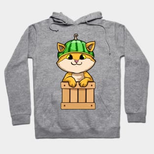 Funny cat with a watermelon on the head Hoodie